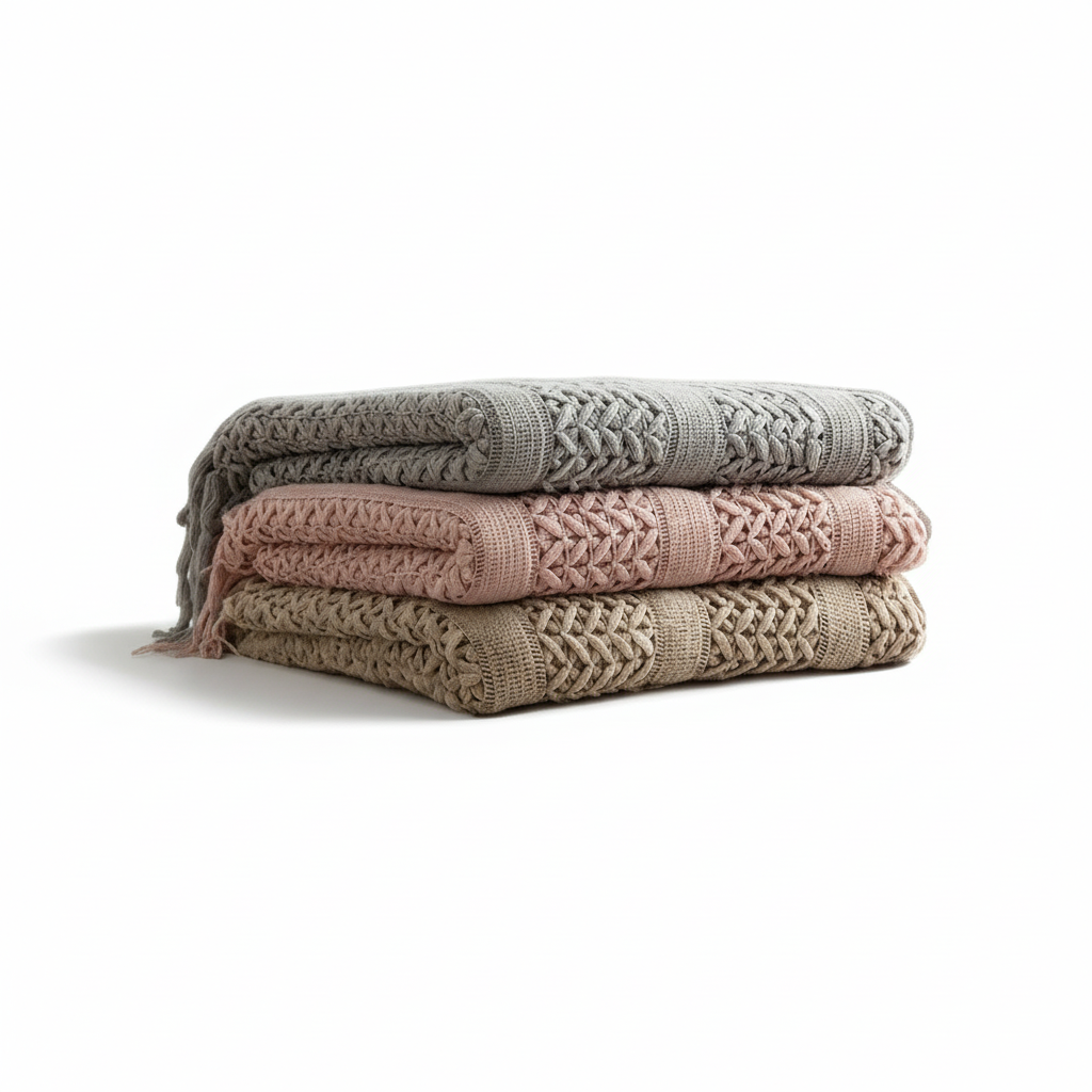 Knitted open-weave blanket